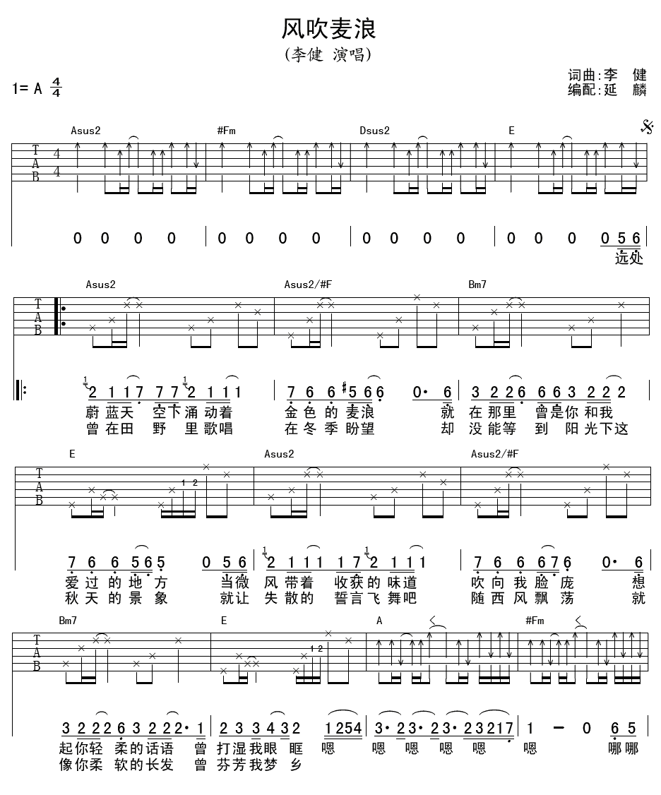 《风吹麦浪》弹唱_李健