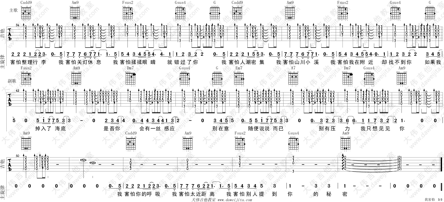 《我害怕》弹唱_薛之谦
