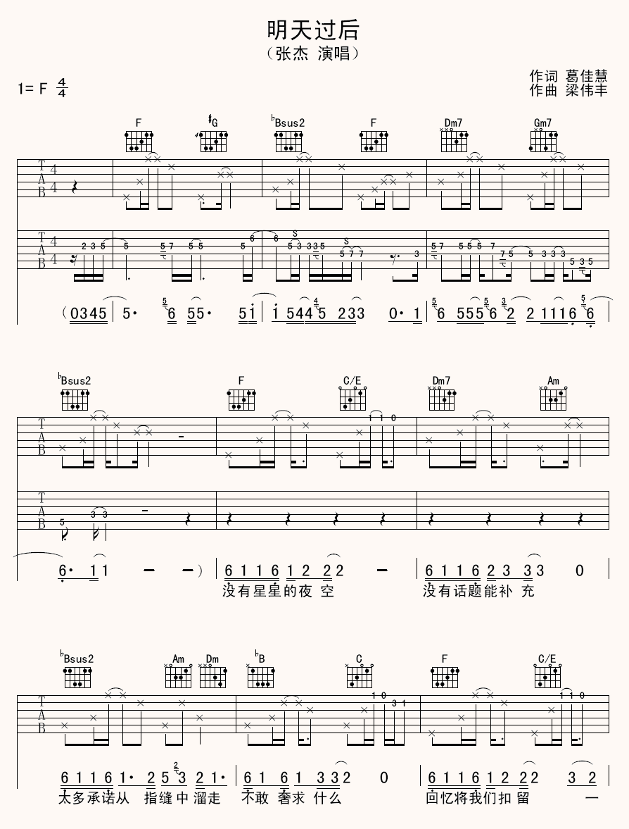 《明天过后》弹唱_张杰