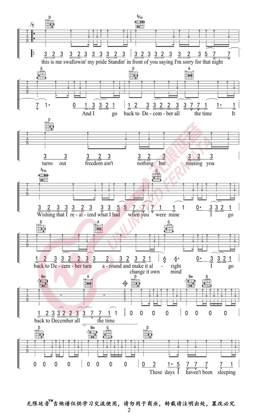 《Back To December》弹唱_Taylor Swift
