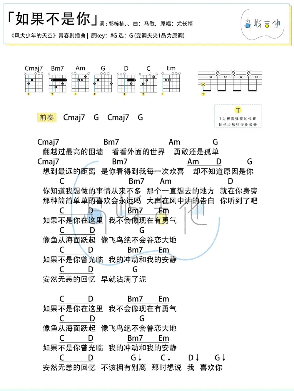 《如果不是你》弹唱_尤长靖
