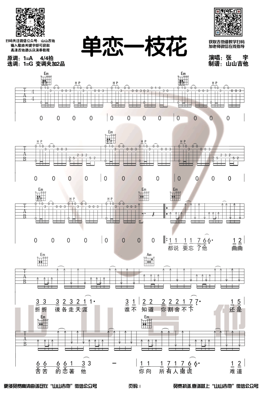 《单恋一枝花》弹唱_张宇
