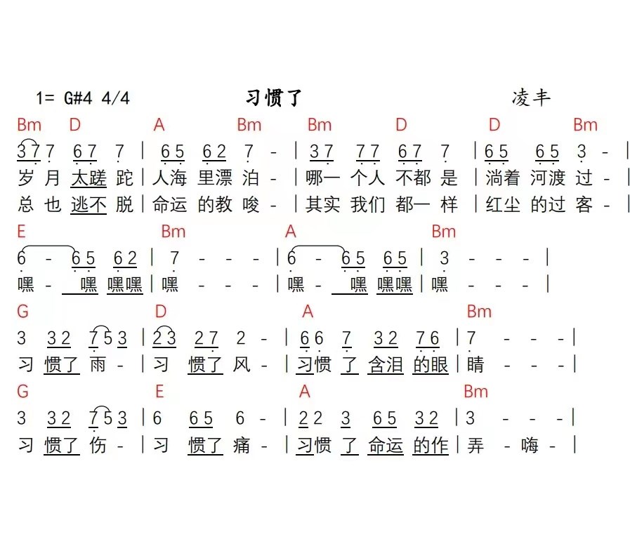 《习惯了》弹唱_凌丰