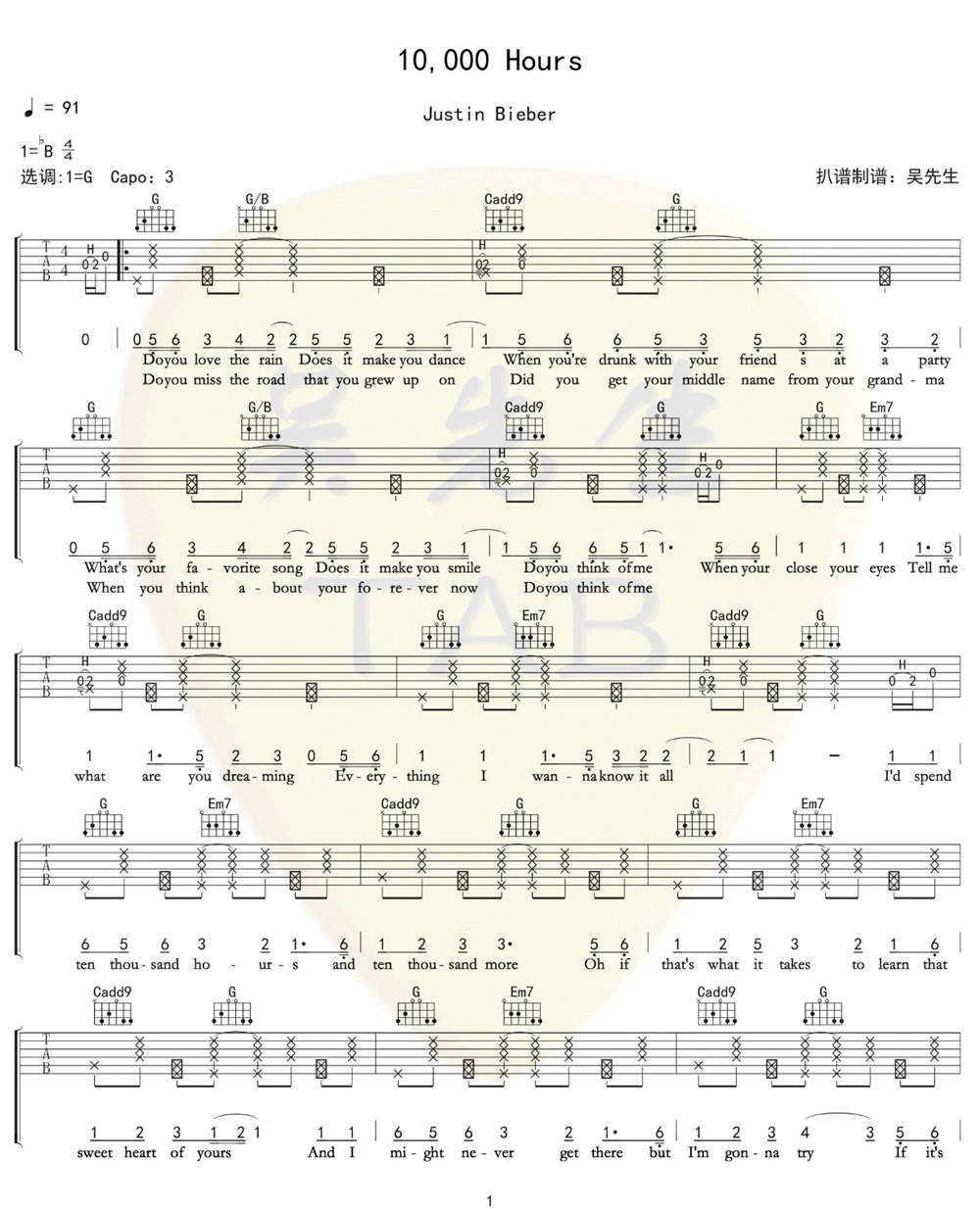 《10000Hours》弹唱_Justin Bieber